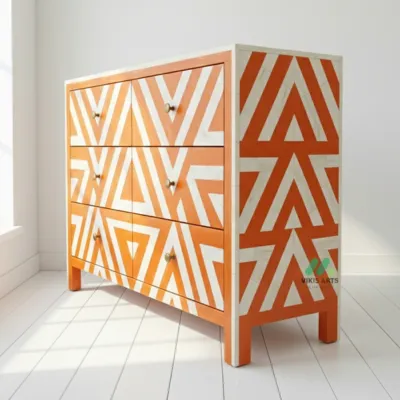 Bone Inlay Orange 6 Chest of Drawer - Image 3