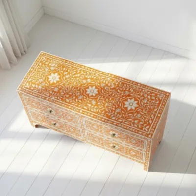 Bone Inlay Orange 6 Chest of Drawer - Image 4