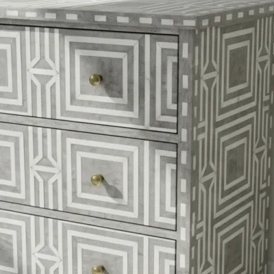 Bone Inlay Grey 4 Chest of Drawer - Image 6