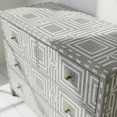 Bone Inlay Grey 4 Chest of Drawer - Image 4