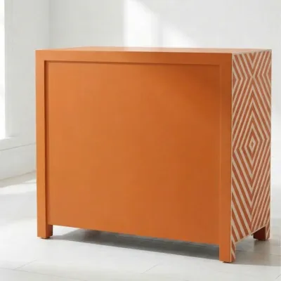 Bone Inlay Orange 3 Chest of Drawer - Image 2