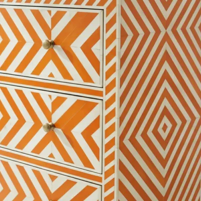 Bone Inlay Orange 3 Chest of Drawer - Image 5