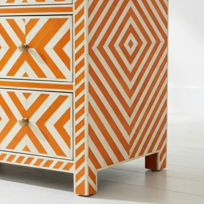 Bone Inlay Orange 3 Chest of Drawer - Image 4