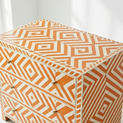 Bone Inlay Orange 3 Chest of Drawer - Image 3