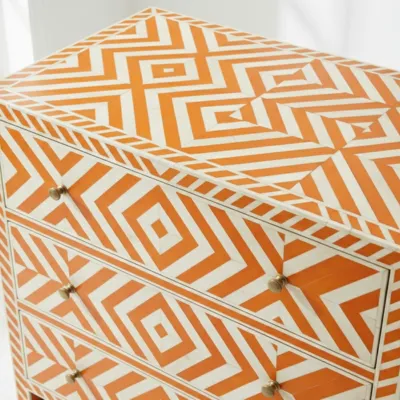 Bone Inlay Orange 3 Chest of Drawer - Image 6