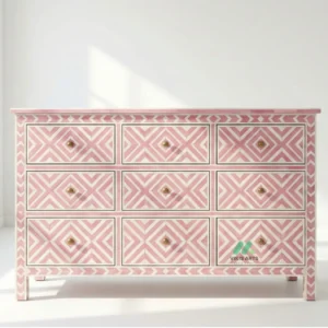 Bone Inlay Baby Pink 9 Chest of Drawer