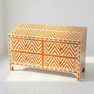 Bone Inlay Orange 6 Chest of Drawer - Image 3