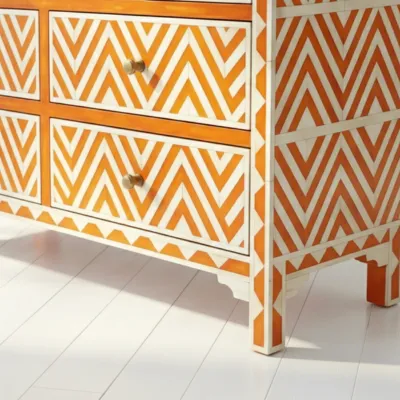 Bone Inlay Orange 6 Chest of Drawer - Image 6