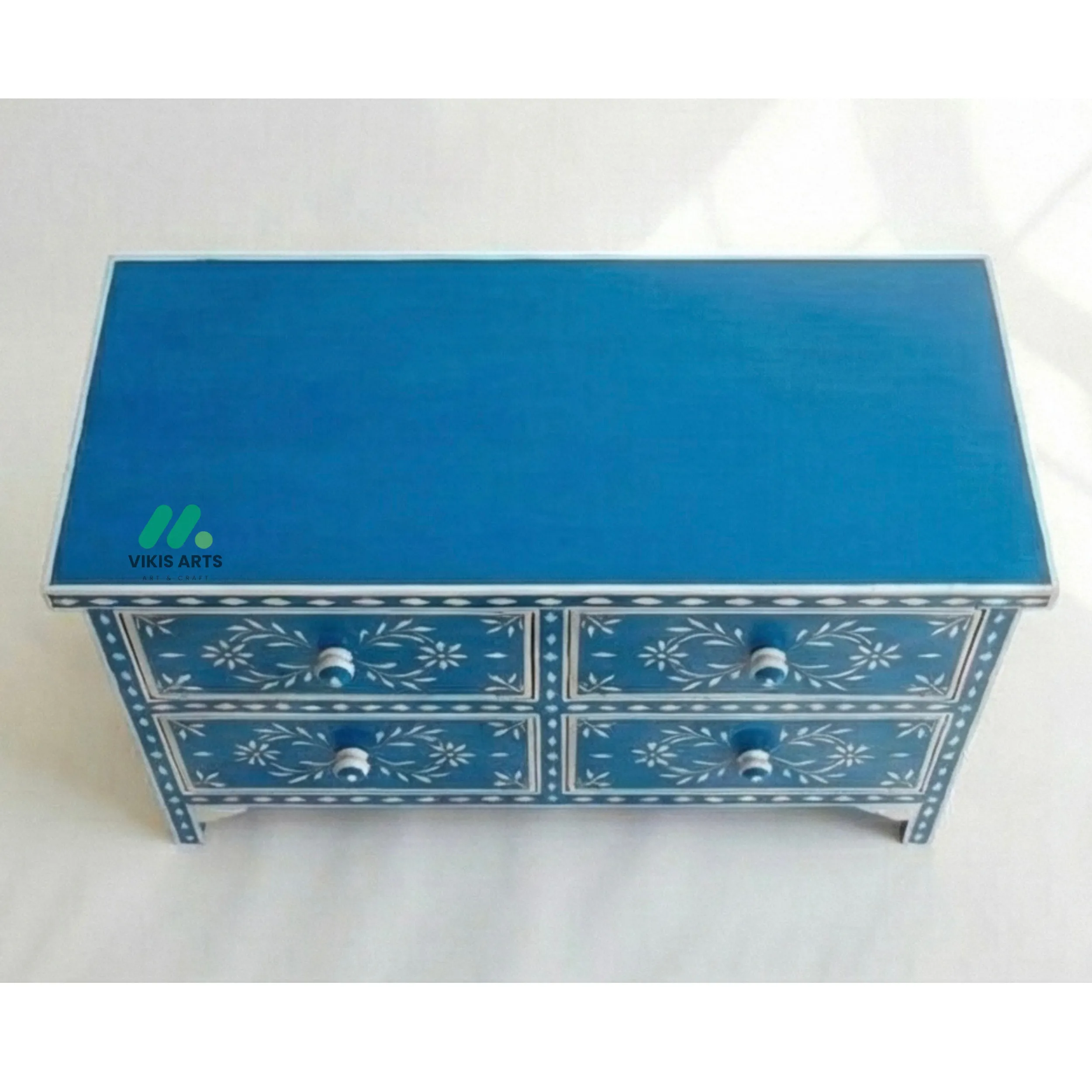 Bone Inlay Blue 4 Chest of Drawer - Image 3