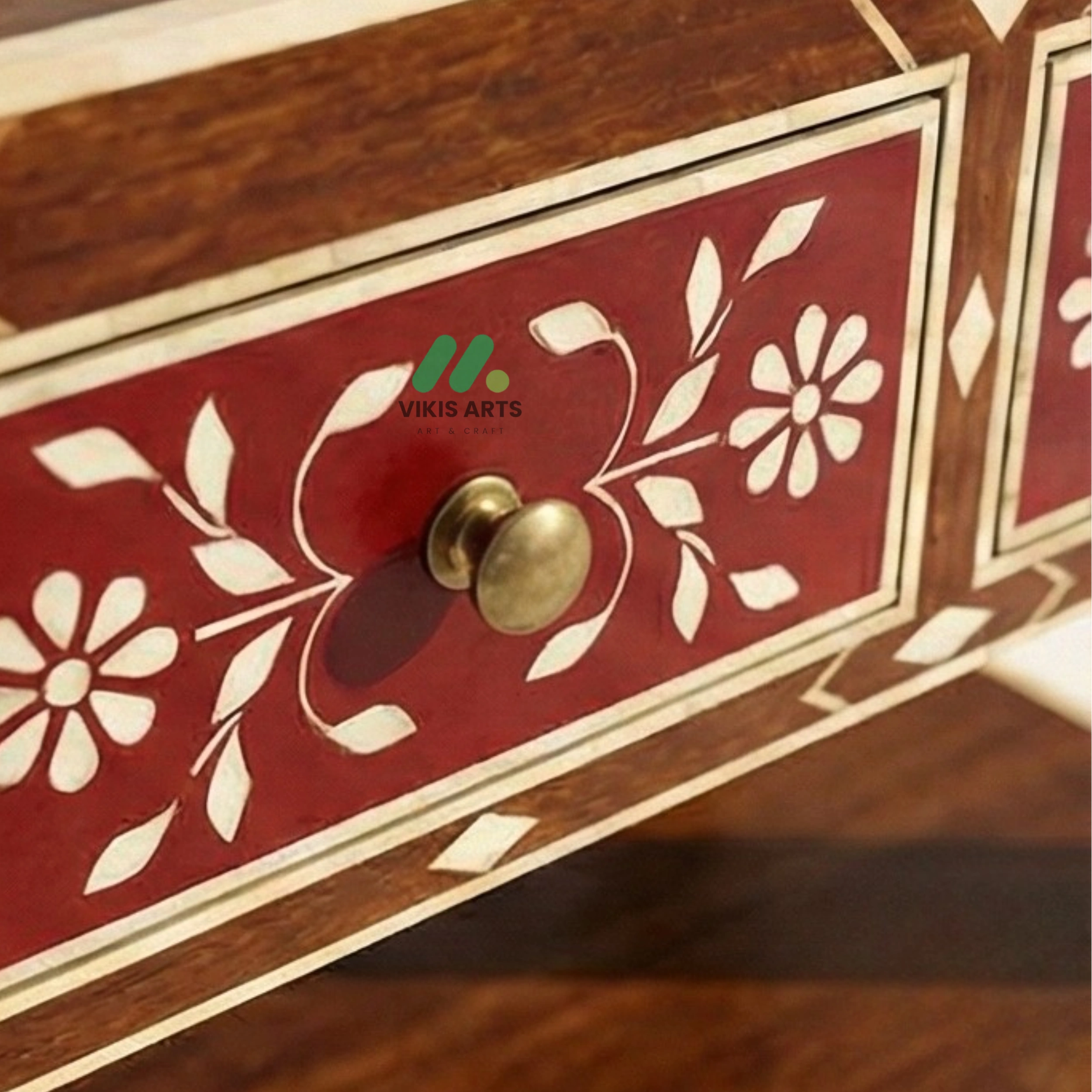 Bone Inlay Red 4 Chest of Drawers - Image 4