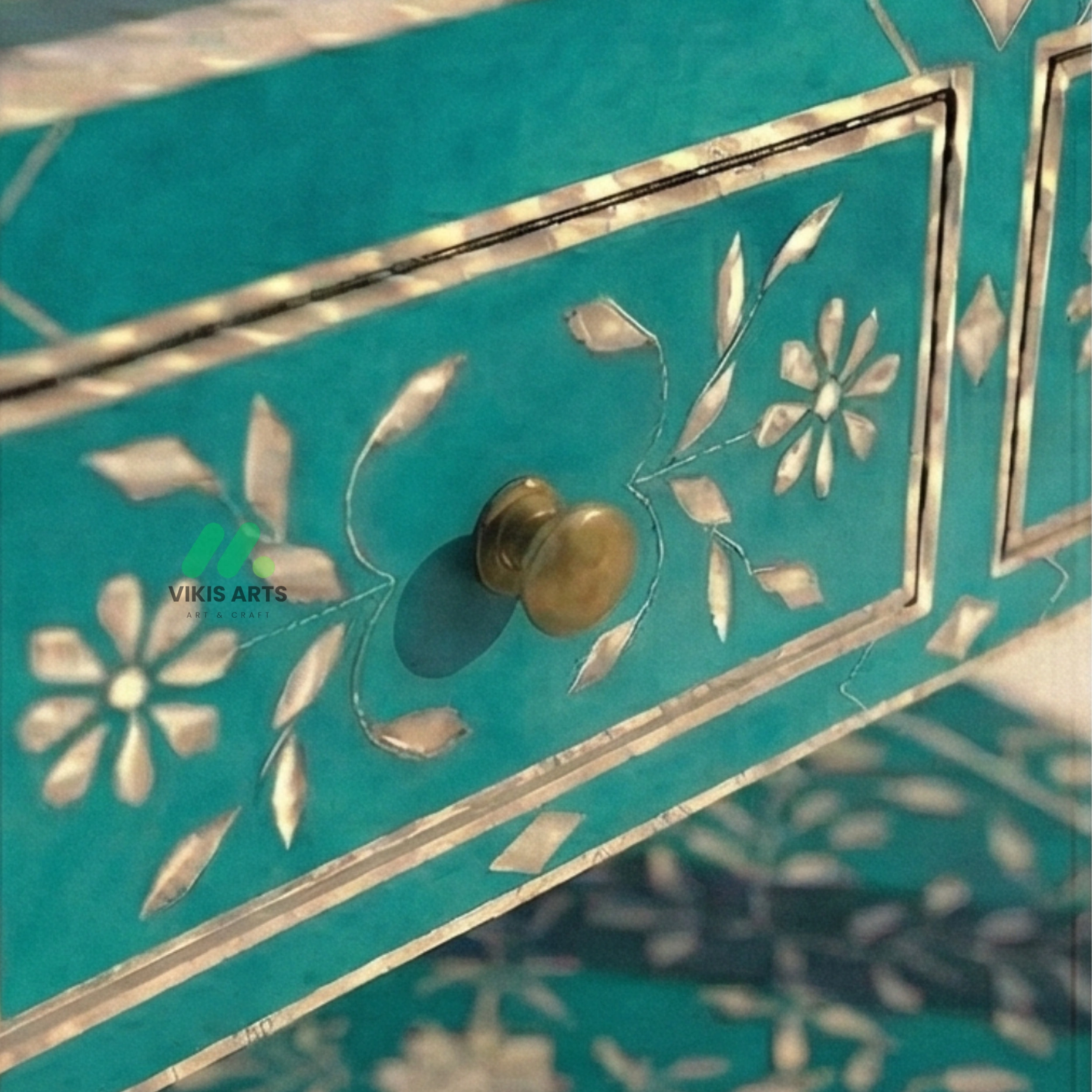 Bone Inlay Teal 3 Chest of Drawers - Image 4