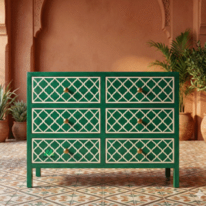 Bone Inlay Green 6 Chest of Drawers
