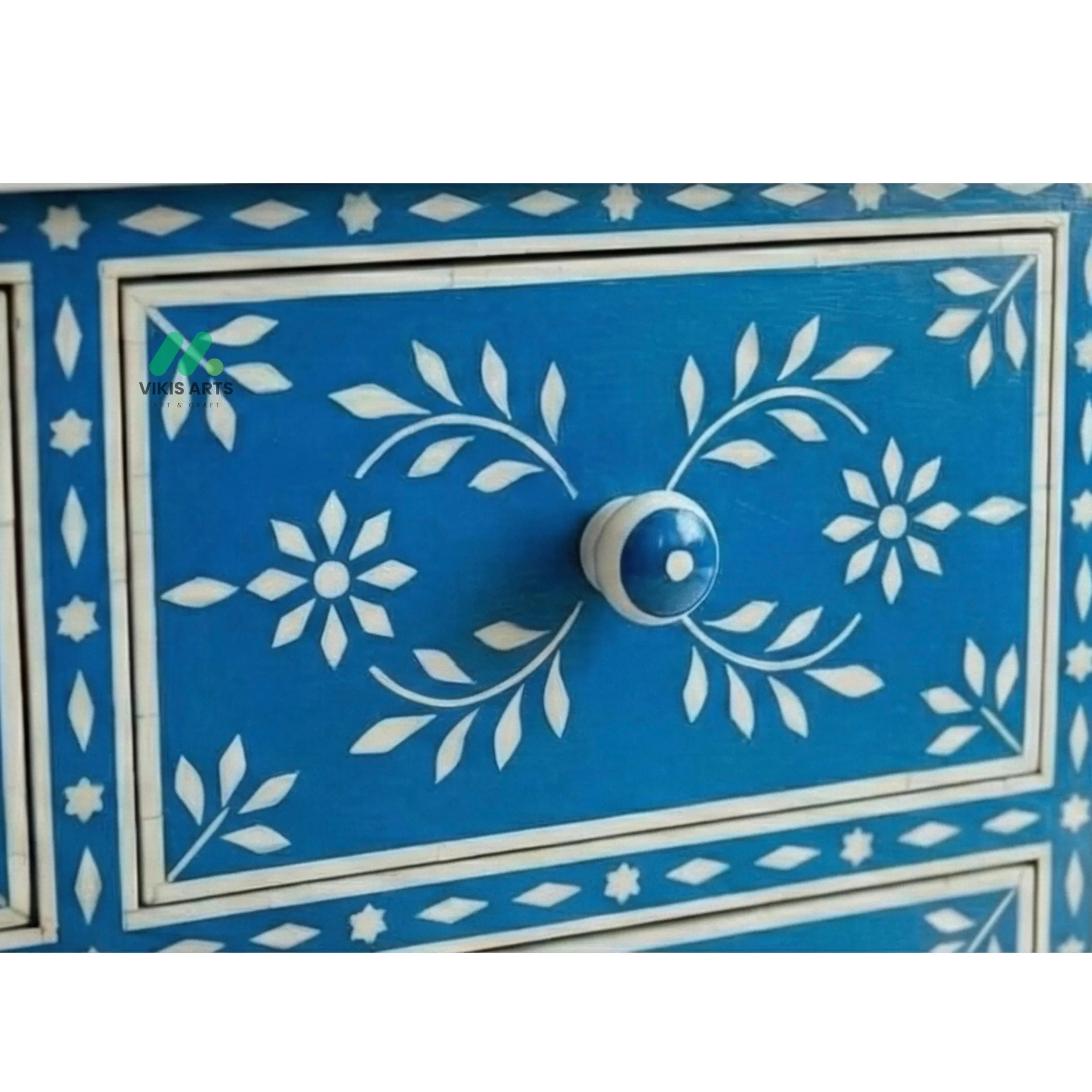 Bone Inlay Blue 4 Chest of Drawer - Image 4