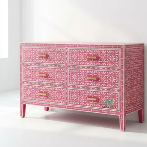 Bone Inlay Pink 6 Chest of Drawer