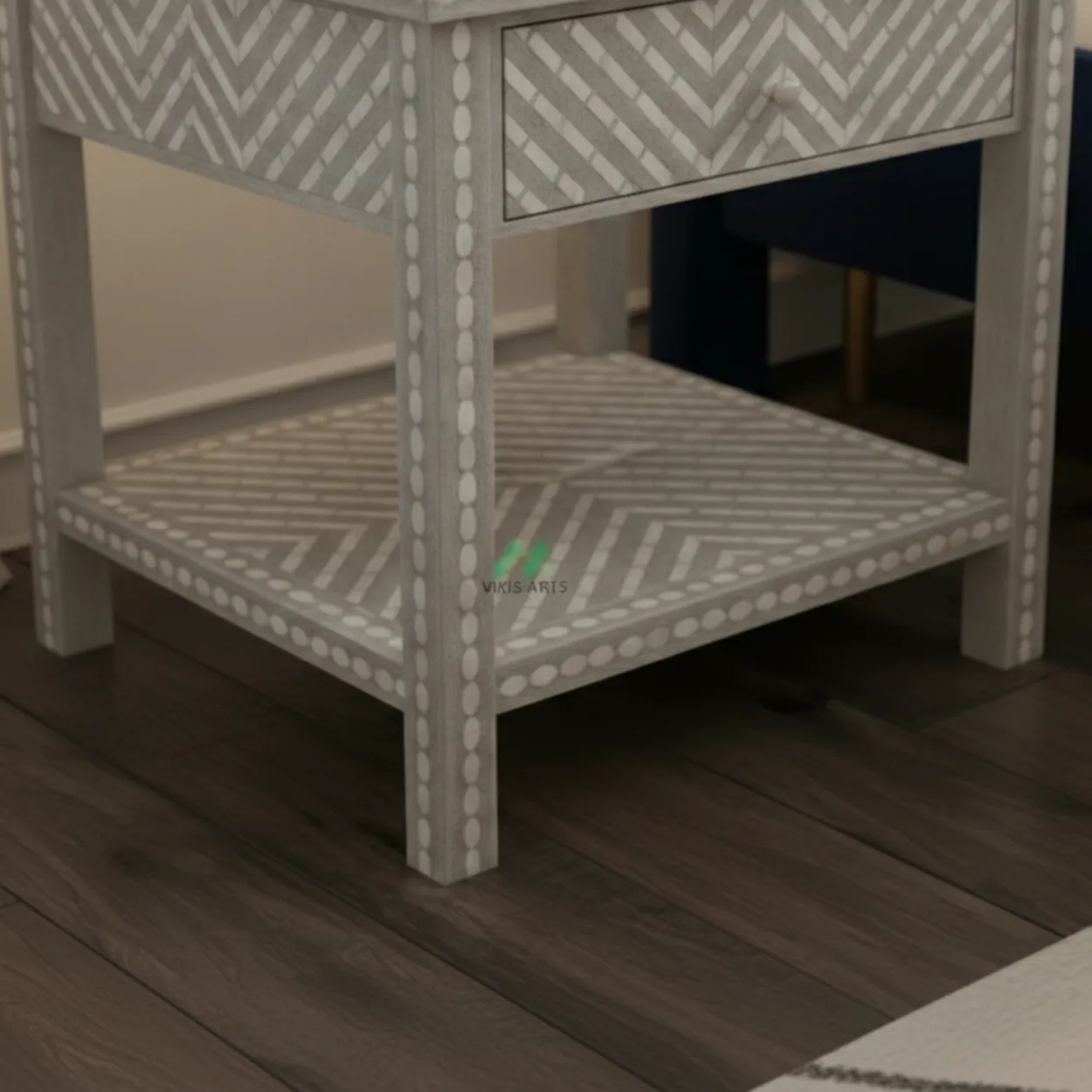Bone Inlay Grey Nightstand - Image 6