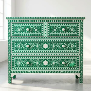 Bone Inlay Green 4 Chest of Drawer
