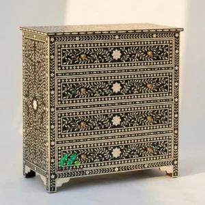 Bone Inlay Black 4 Chest of Drawers