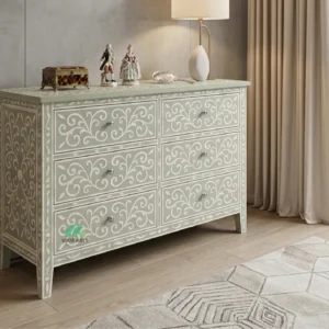 Bone Inlay Light Green 6 Chest of Drawer