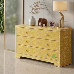 Bone Inlay Yellow 6 Chest of Drawer