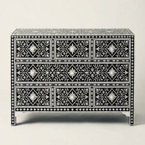 Bone inlay Black 7 chest Of drawers