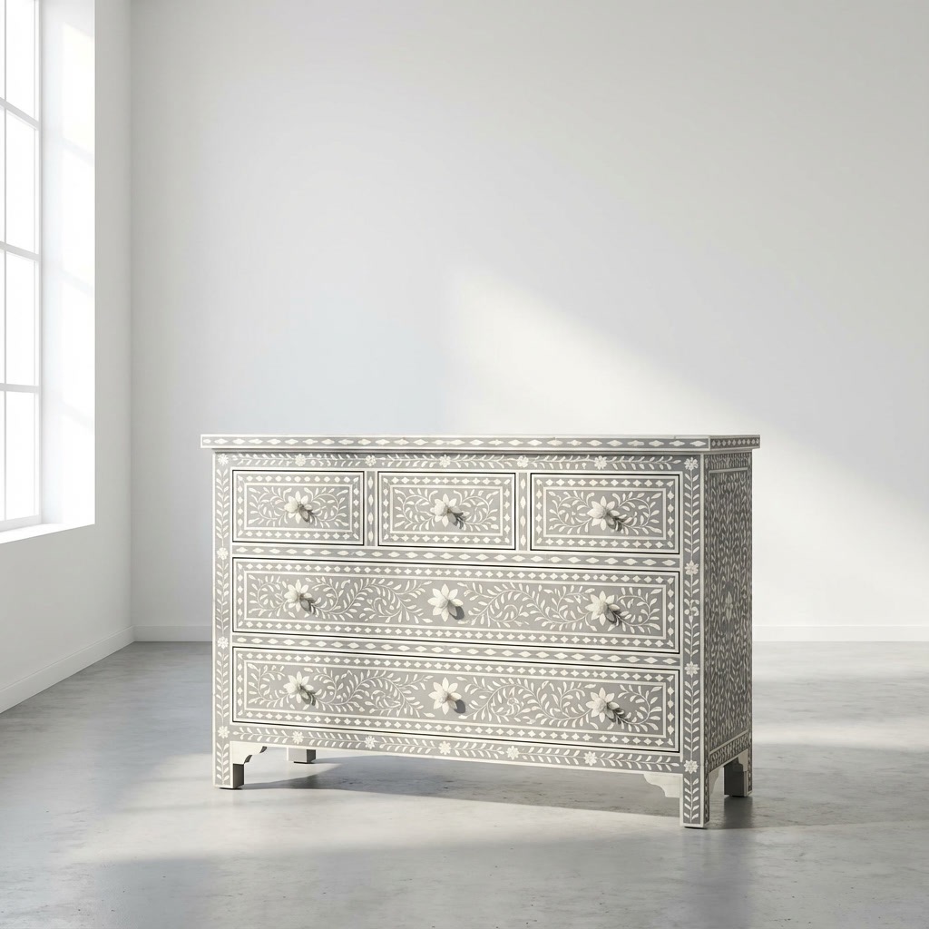 Bone Inlay 5 Chest of Drawer - Image 3