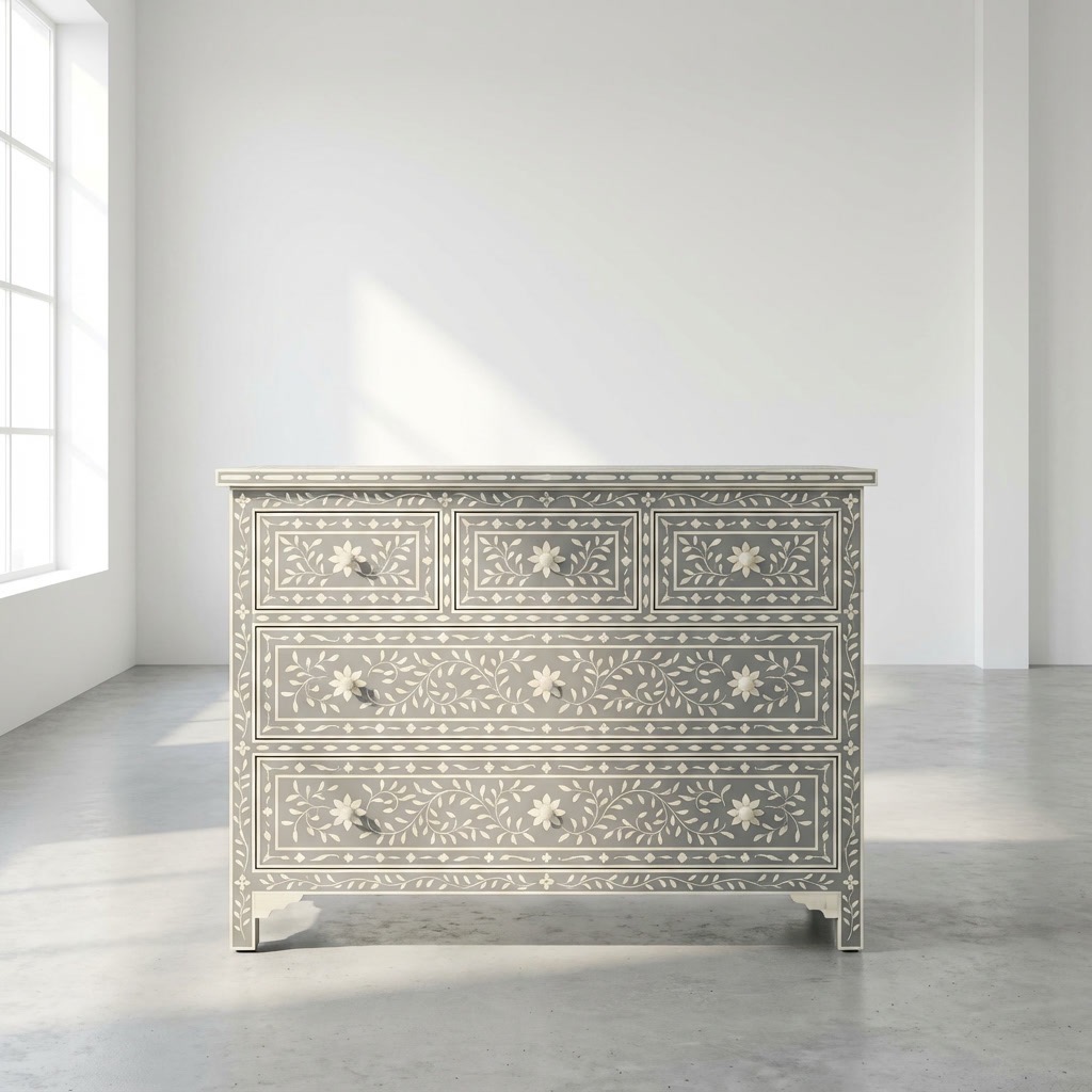 Bone Inlay 5 Chest of Drawer