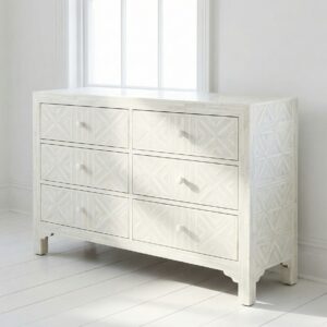 Bone Inlay White 6 Chest of Drawers