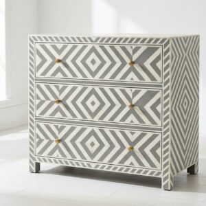 Bone Inlay Grey 3 Chest of Drawers
