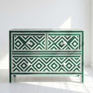 Bone Inlay Green 3 Chest of Drawers