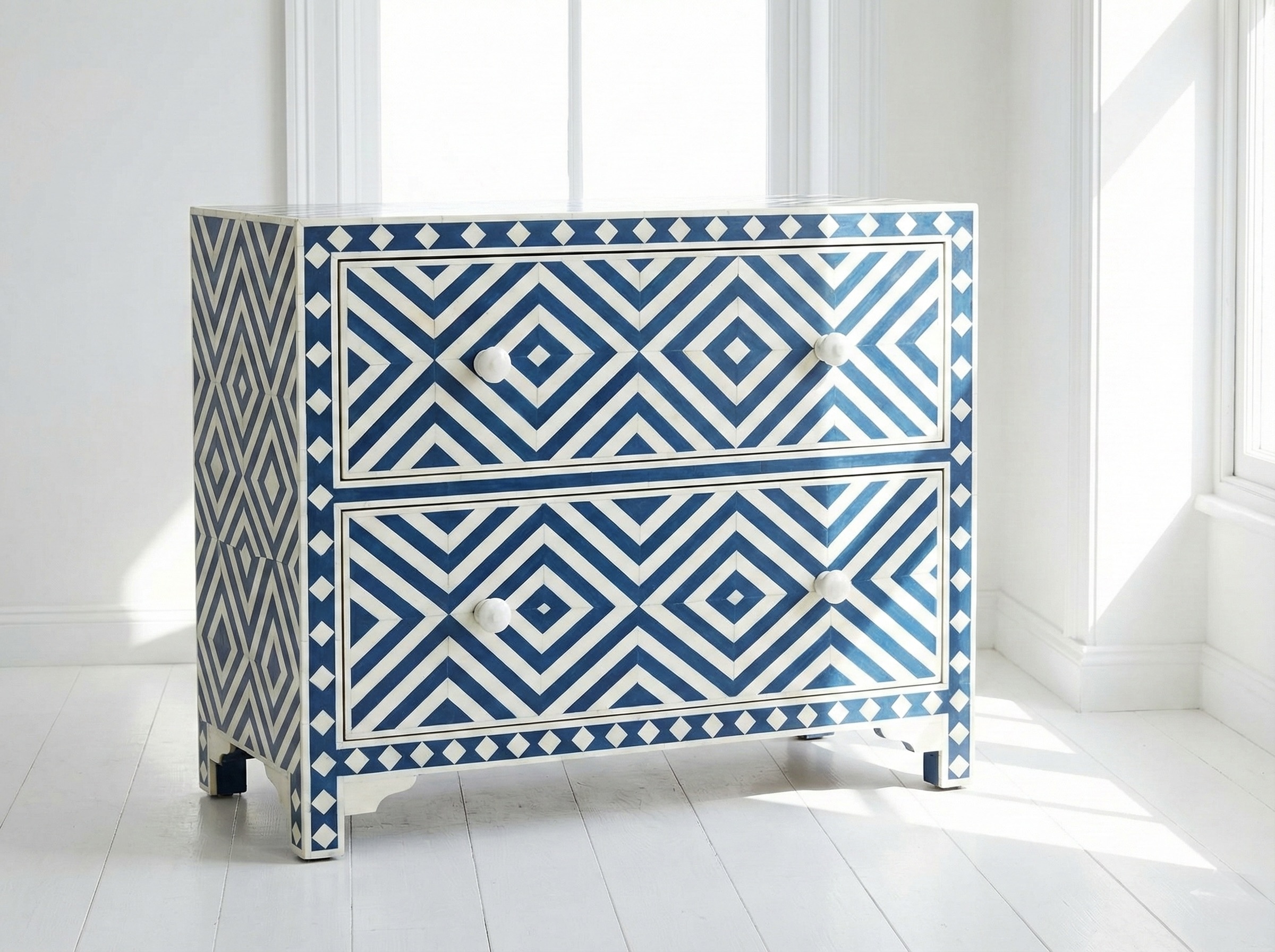 Bone Inlay Blue 2 Chest of Drawers