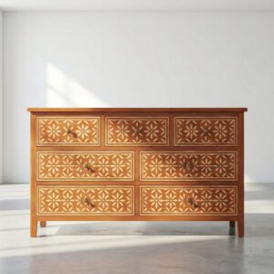 Bone Inlay Orange 7 Chest of Drawers