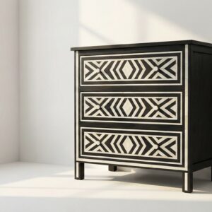 Bone Inlay Black 3 Chest of Drawers