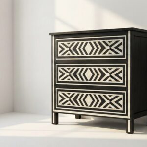 Bone Inlay Black 3 Chest of Drawers