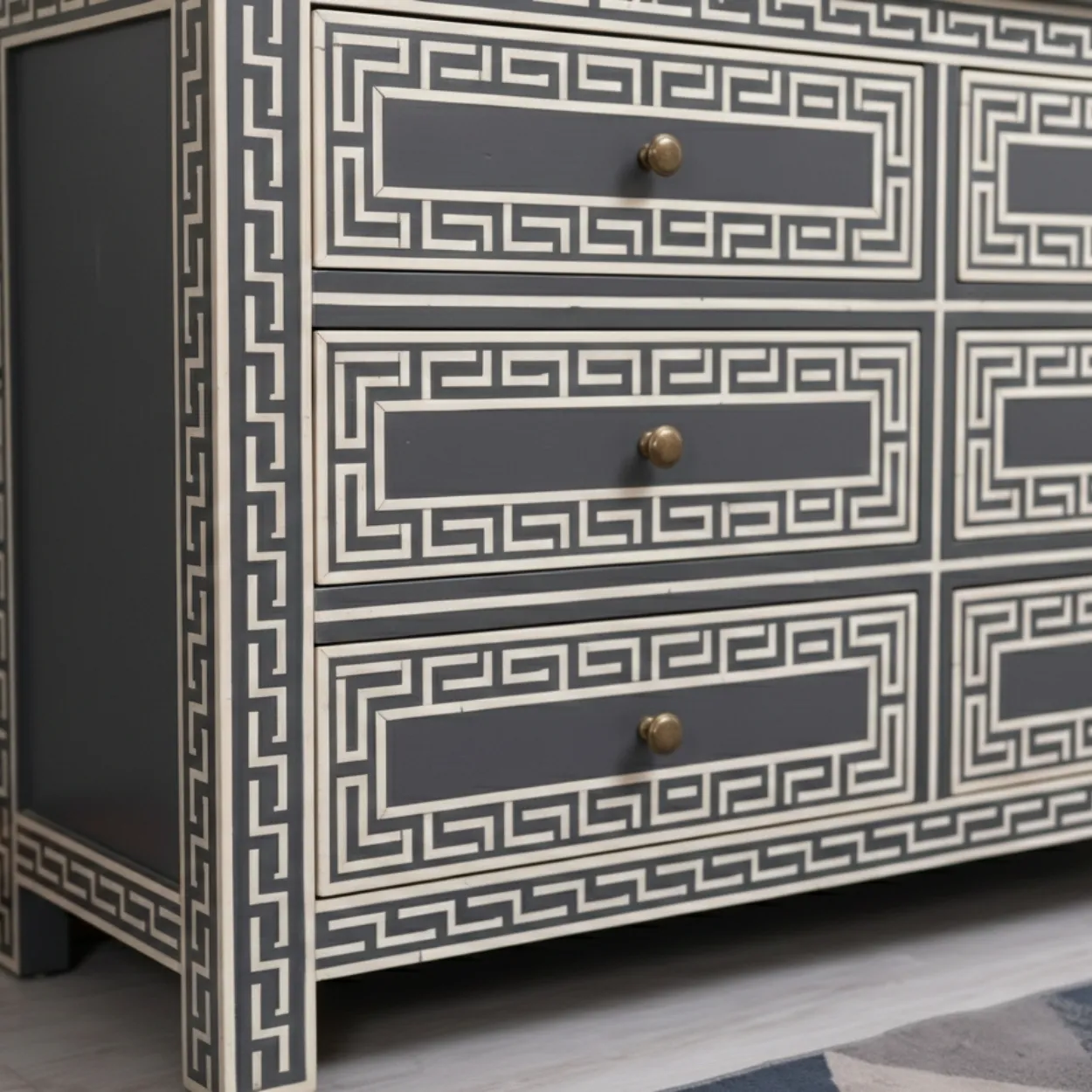 Bone Inlay Grey 6 Chest of Drawer - Image 6