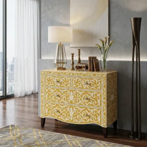 Bone Inlay Yellow 4 Chest of Drawer