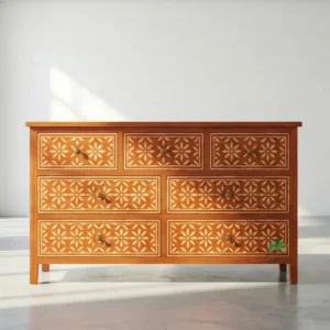 Bone Inlay Orange 7 Chest of Drawer