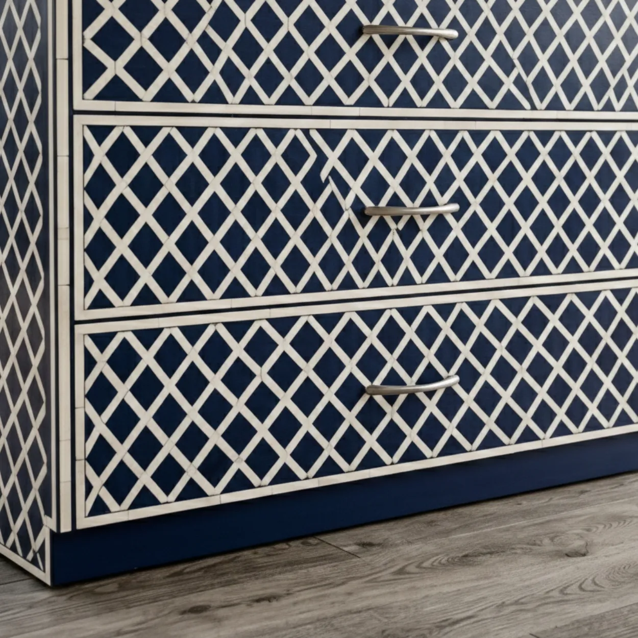 Bone Inlay Navy Blue 3 Chest of Drawer - Image 6