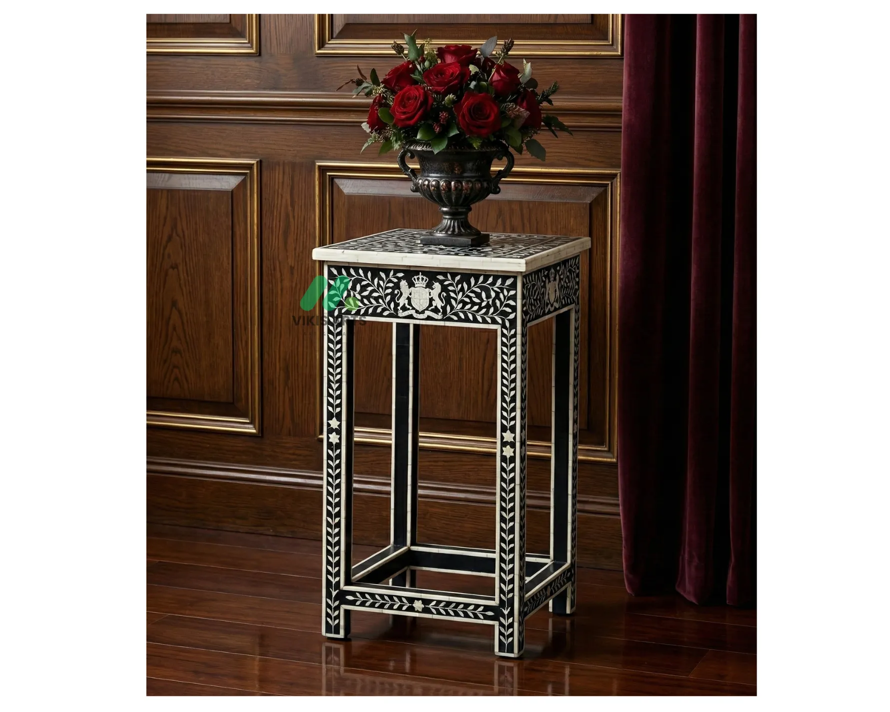Bone inlay Black bedside table