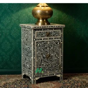 Bone inlay Black bedside table