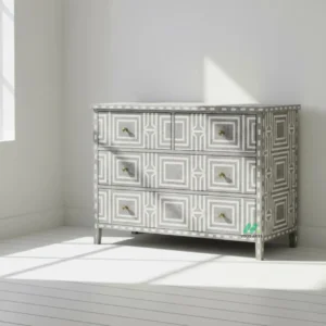 Bone Inlay Grey 4 Chest of Drawer