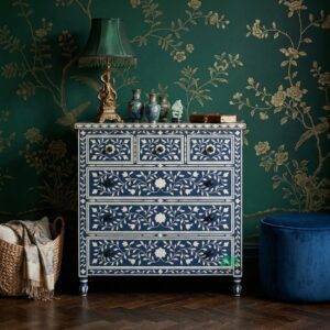 Bone Inlay Blue 6 Chest of Drawer