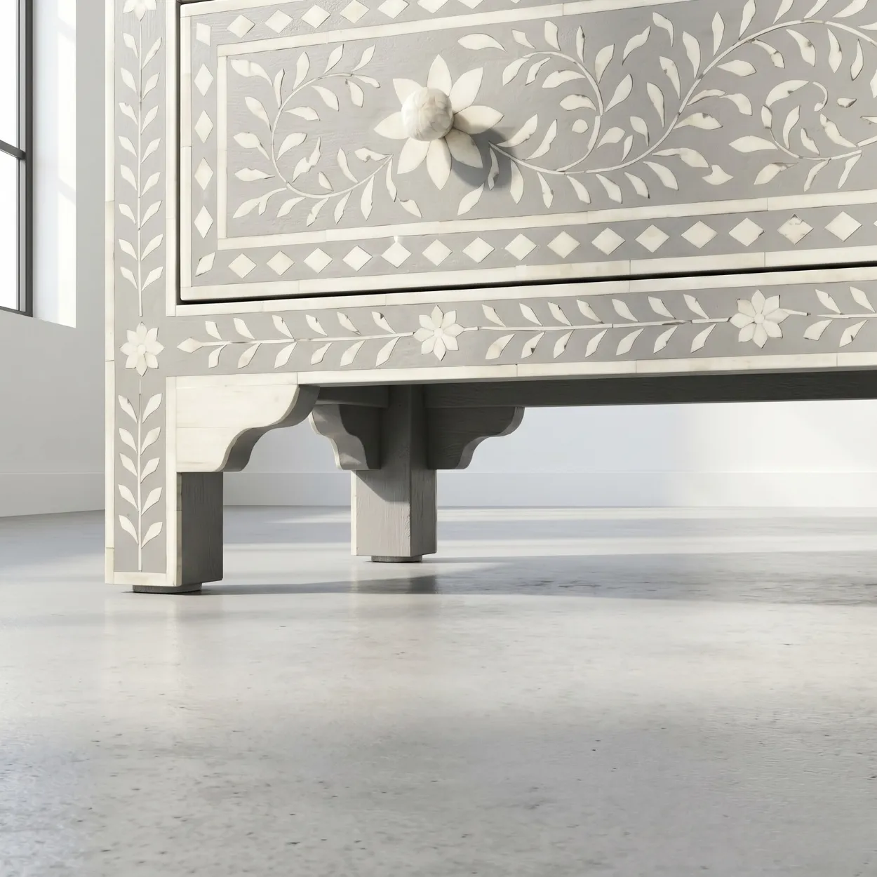 Bone Inlay Grey 5 Chest of Drawer - Image 6