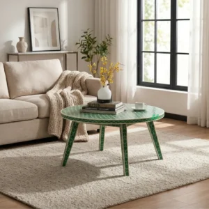 Bone Inlay Green round coffee table