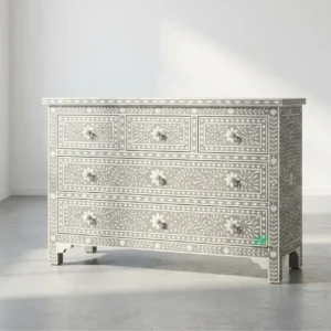 Bone Inlay Grey 5 Chest of Drawer