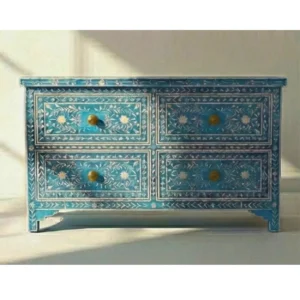 Mother of Pearl Blue 4 Chest of Drawer