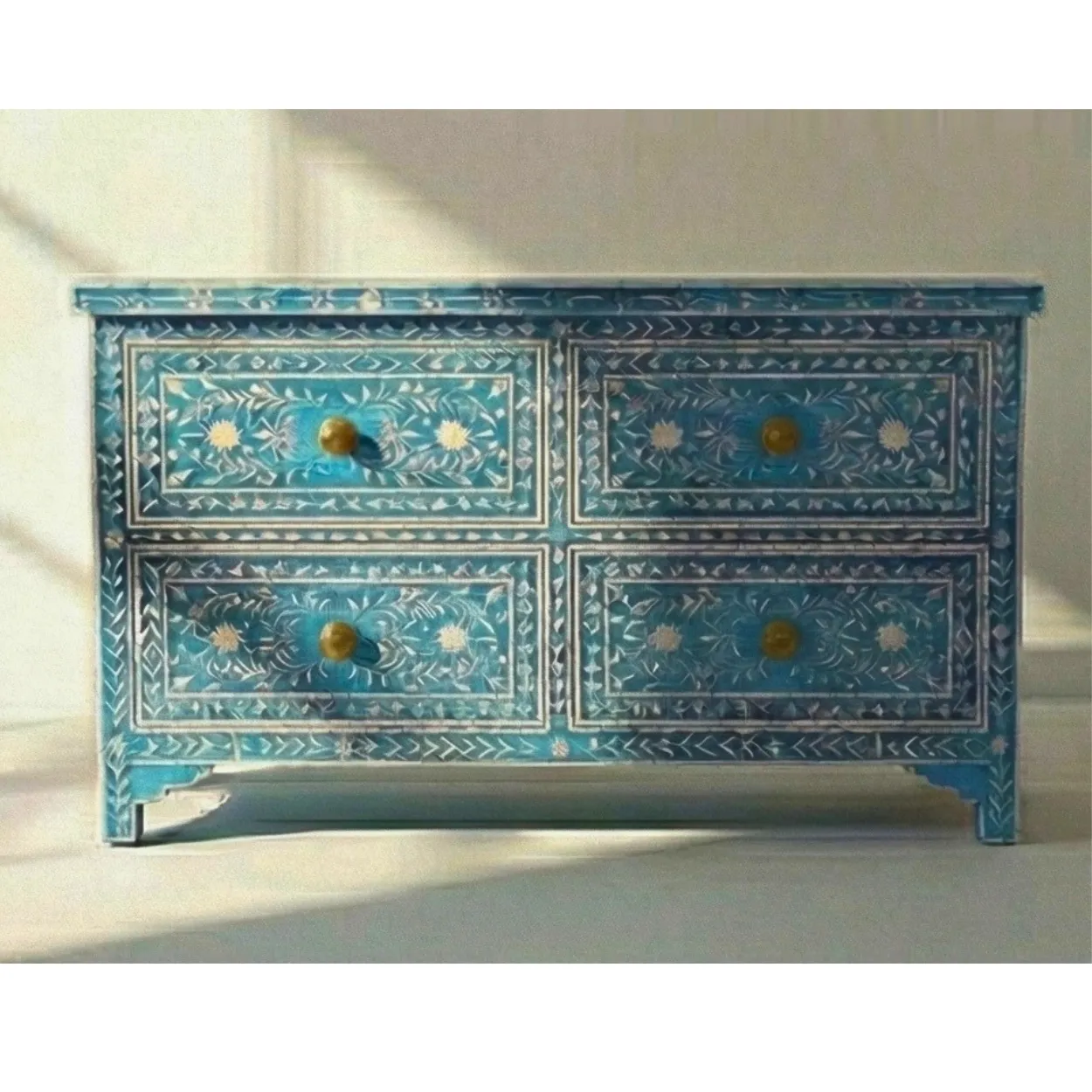 Mother of Pearl Blue 4 Chest of Drawer