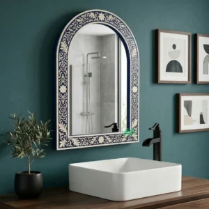 Bone Inlay Blue Mirror Frame