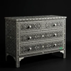 Bone Inlay Black 4 Chest of Drawer