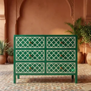 Bone Inlay Green 6 Chest of Drawer