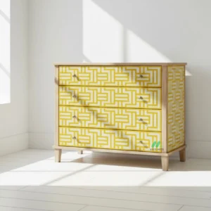 Bone Inlay Yellow 4 Chest of Drawer